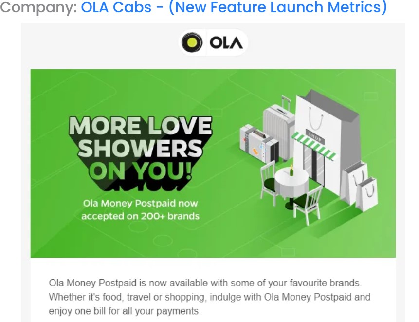 email marketing for ola cabs